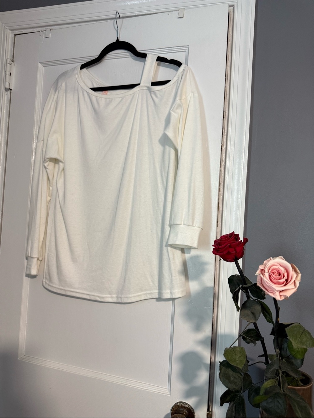 Women's Off-Shoulder Cream Long Sleeve Top